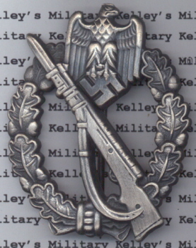 Army Infantry Assault Badge, Silver Hollow Back