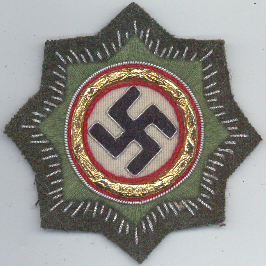 Bullion German Cross in Gold on Field Grey