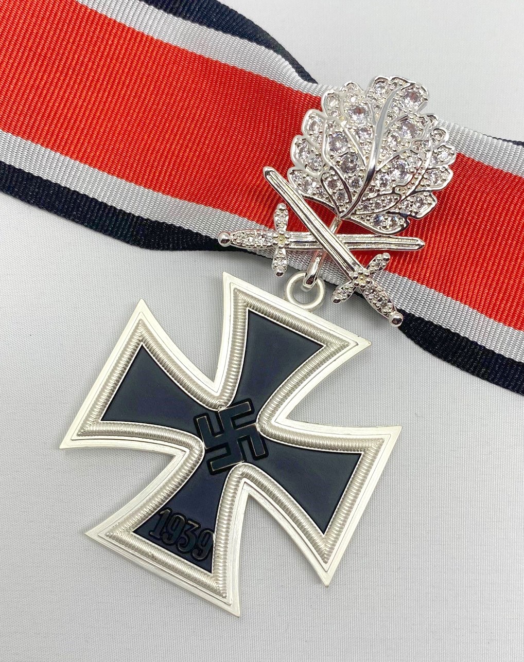 1939 Knights Cross With Oak Leaves Swords and Diamonds Silver Finish