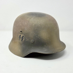 Original WWII German Refurbished M35 SS Normandy Camouflaged Helmet