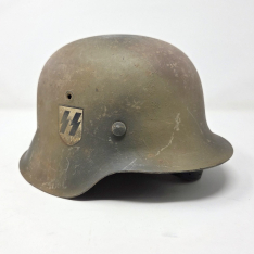 Original WWII German Refurbished M42 SS Normandy Camouflaged Helmet