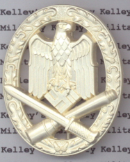 Army General Assault Badge Silver Finish