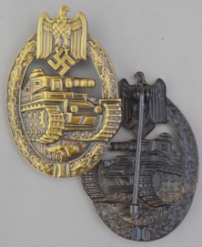 Panzer Assault Badge Hollow Back, Bronze