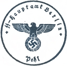 SS Hauptamt Berlin Post Rubber Stamp
